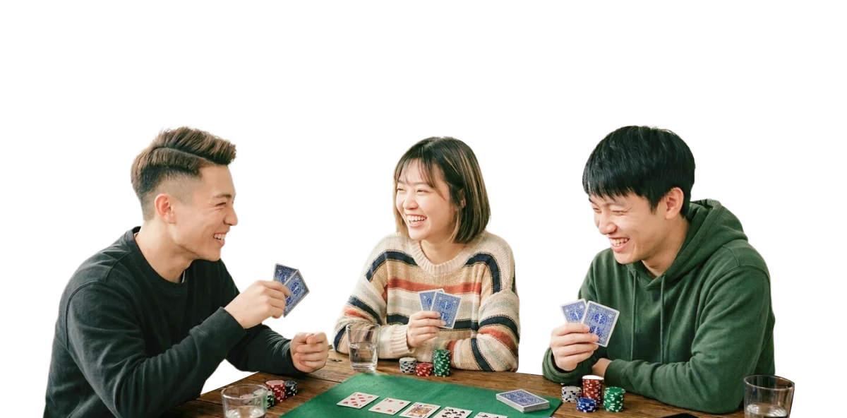 好友桌：三位朋友围桌打牌